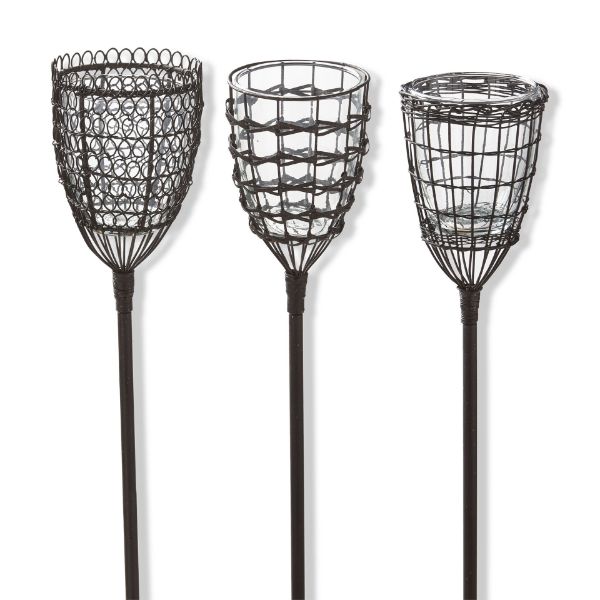 tag wholesale woven wire garden votive stake assortment of 3 outdoor iron modern backyard