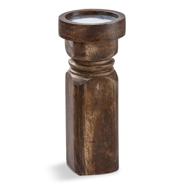 tag wholesale mission pillar candle holder large sustainable mango wood warmth character decor