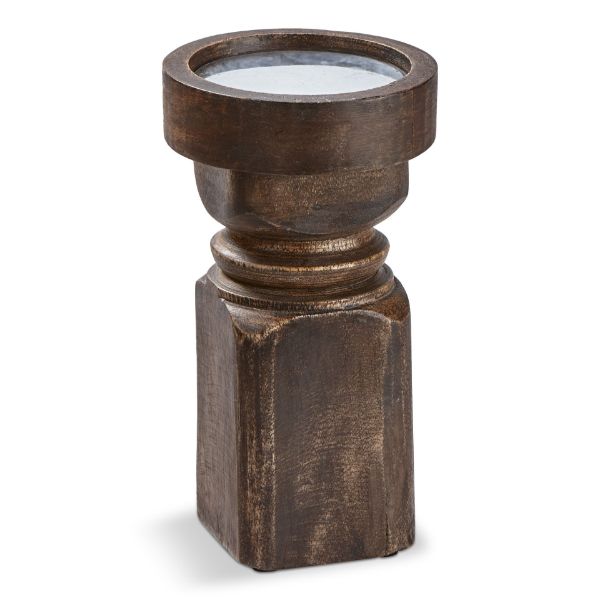 tag wholesale mission pillar candle holder small sustainable mango wood warmth character decor