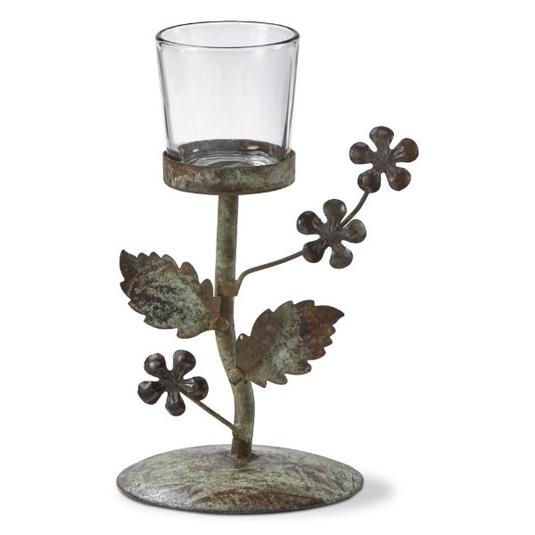 tag wholesale flower vine metal glass votive candle holder antique copper display centerpiece iron