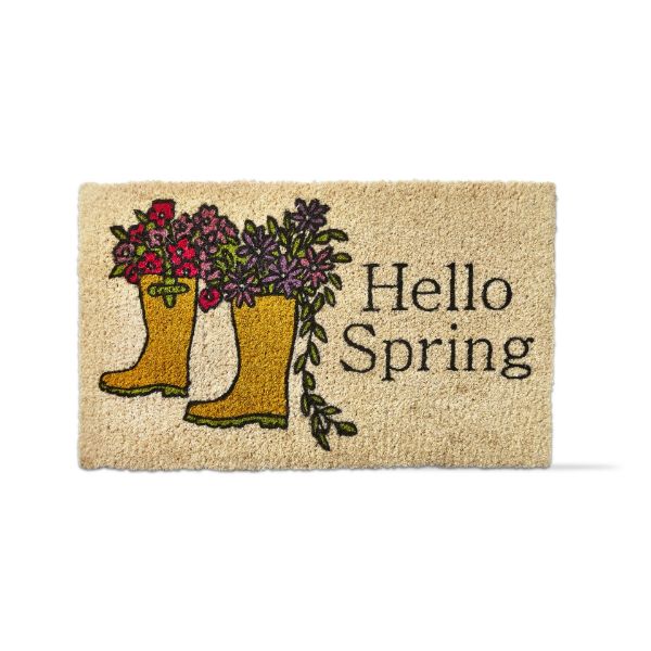 tag wholesale hello spring rain boots coir mat natural sustainable eco friendly doormat