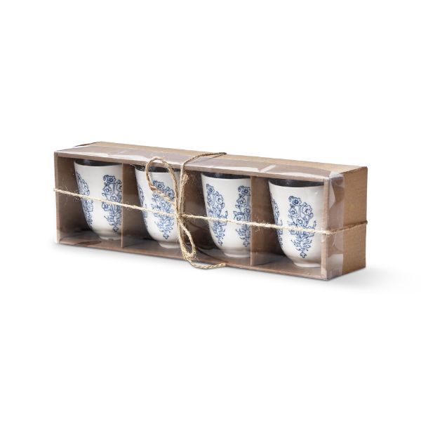 tag wholesale cottage tea cup set of 4 beverage stoneware hand stamp design gift