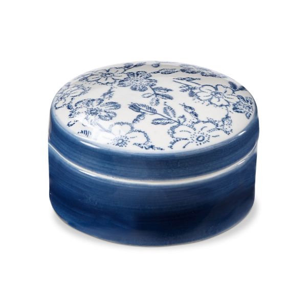 tag wholesale cottage floral trinket dish with lid ceramic box keepsake jewelry storage gift blue