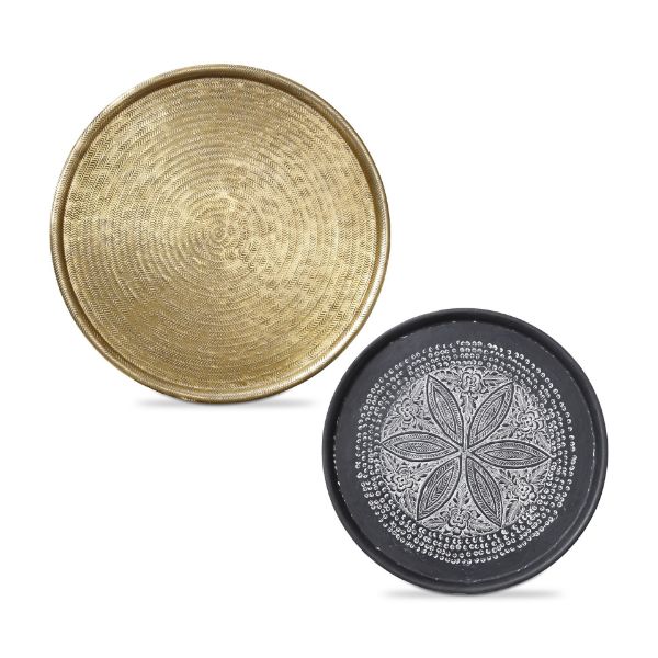 tag wholesale andhra embossed round trays set of 2 aluminum decorative coffee table ottoman