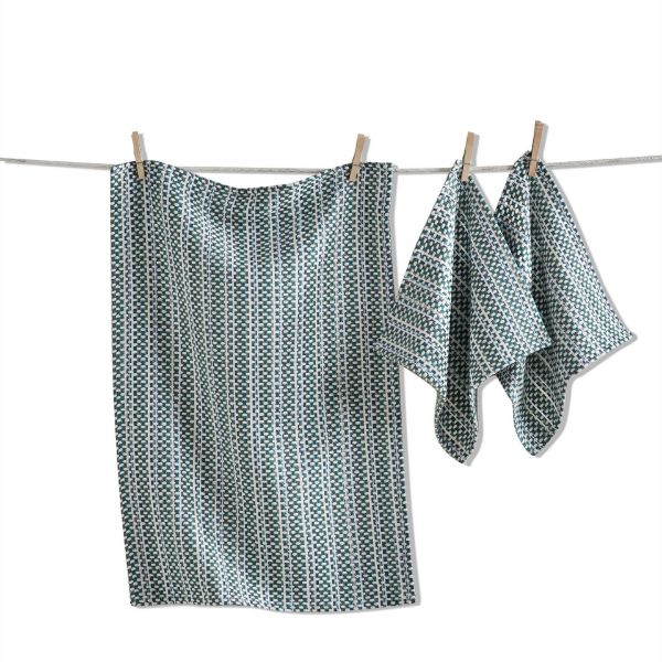 Picture of variegated dishtowel & dishcloth set of 3 - green multi