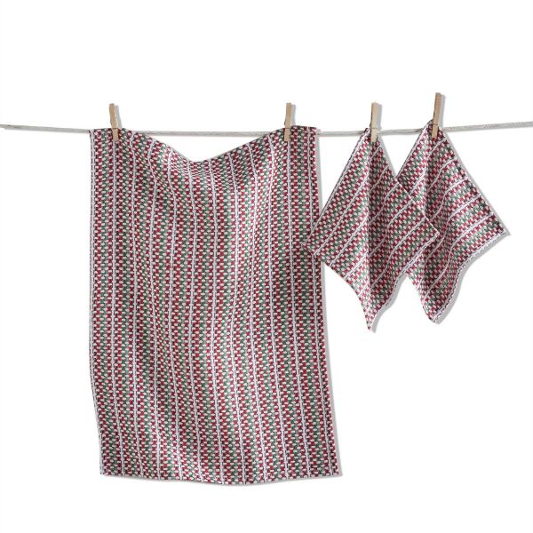 Picture of variegated dishtowel & dishcloth set of 3 - multi