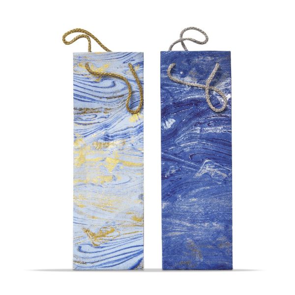 Picture of marbleized wine bag set of 2 - blue multi
