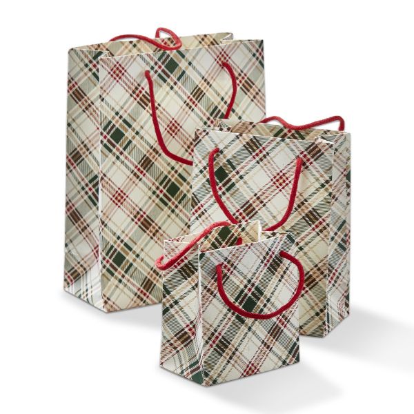 Picture of holiday plaid gift bag set of 3 - multi