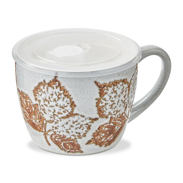 Picture of bramble soup mug with lid - white multi