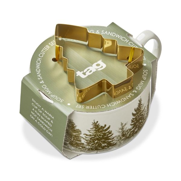 Picture of wilde pine soup mug + tree sandwich cutter set - green multi