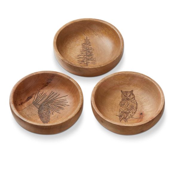 Picture of wilde pine wood bowl assortment of 3 - natural