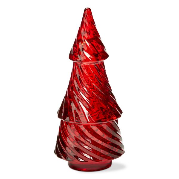 Picture of glass twist tree tealight holder - red