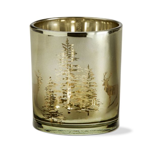Picture of wilde pine mercury tealight holder - green