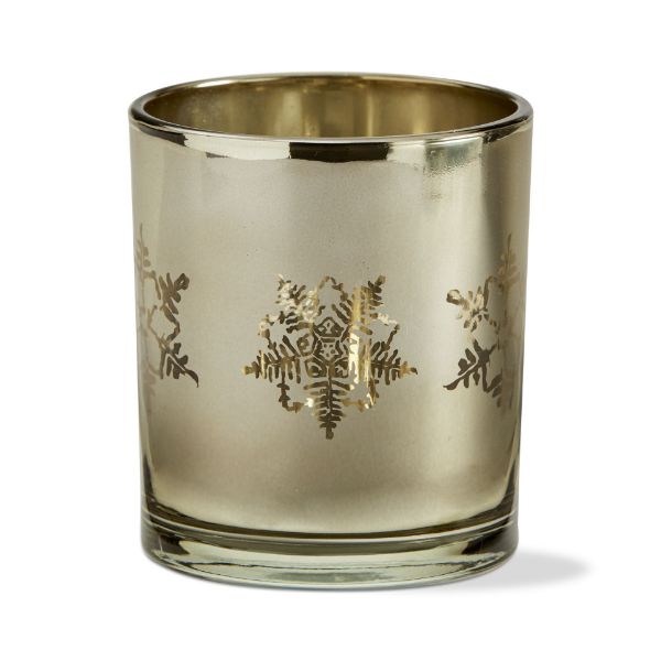 Picture of snowflake mercury tealight holder - gold