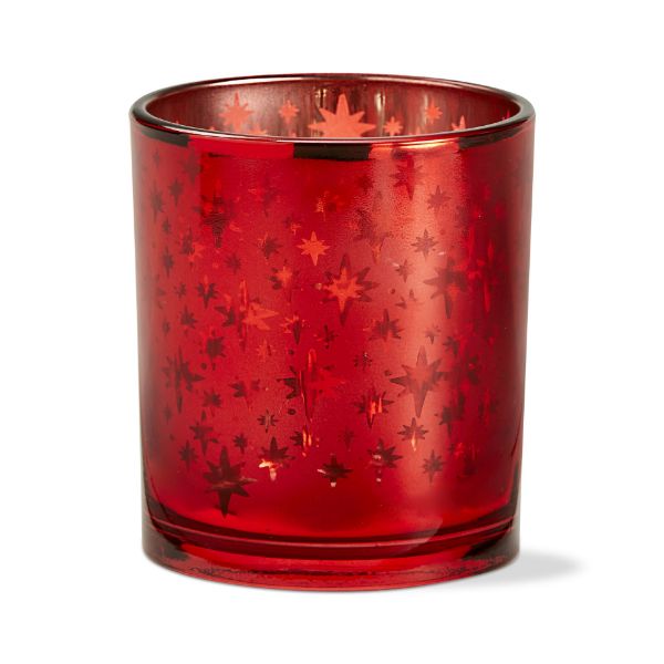 Picture of christmas mercury tealight holder - red