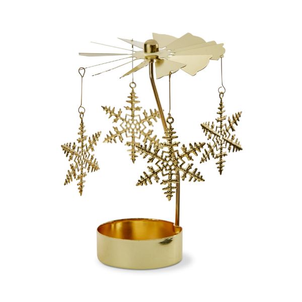 Picture of snowflake carousel tealight holder - gold