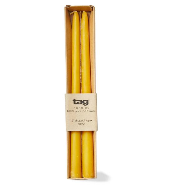 Picture of beeswax 12" dipped tapers set of 2 - honey
