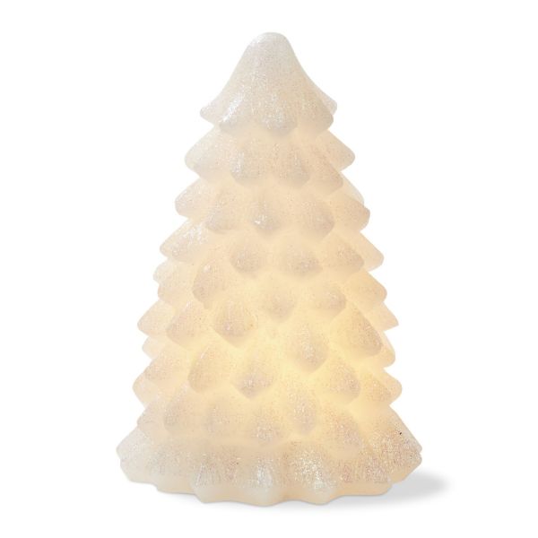 Picture of snowy pine tree led candle small - white
