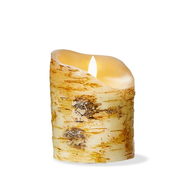 Picture of birch led pillar candle 3x4 - brown multi