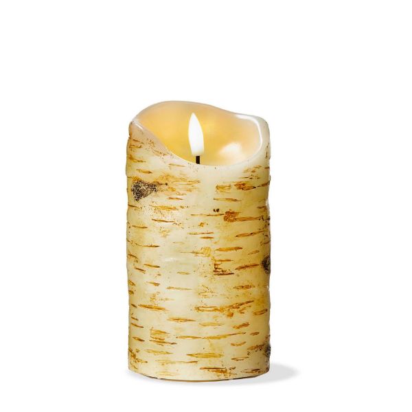 Picture of birch led pillar candle 3x6 - brown