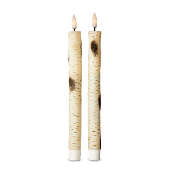 Picture of birch led tapers set of 2 - brown multi