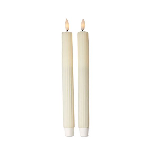 Picture of ribbed led tapers set of 2 - ivory