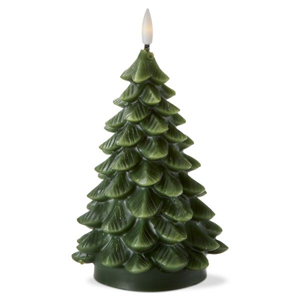 Picture of pine tree led candle large - green