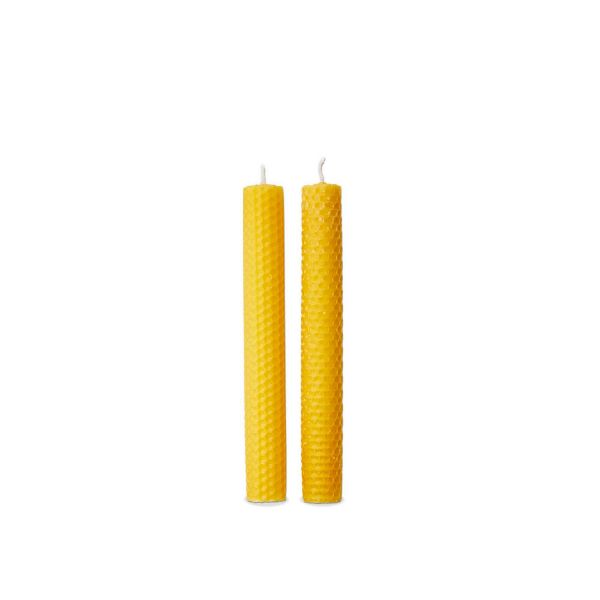 Picture of hand rolled beeswax candles set of 2 - honey