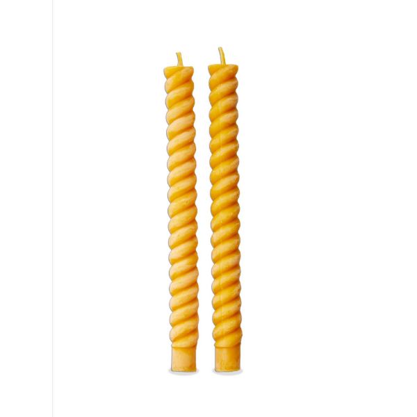 Picture of beeswax spiral 10" candles set of 2 - honey