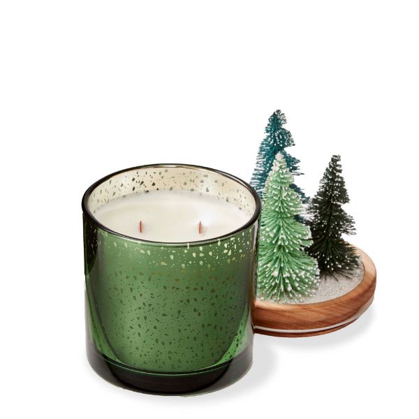 Picture of winter pine bottle brush candle - green