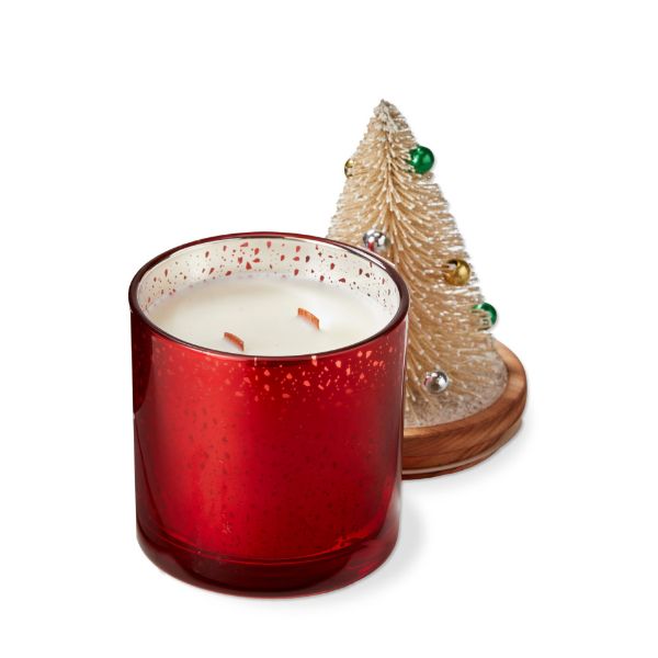 Picture of cedar fireplace bottle brush candle - red