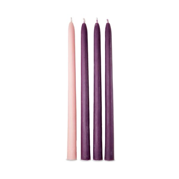 Picture of beeswax advent 12" dipped taper candles set of 4 - purple multi