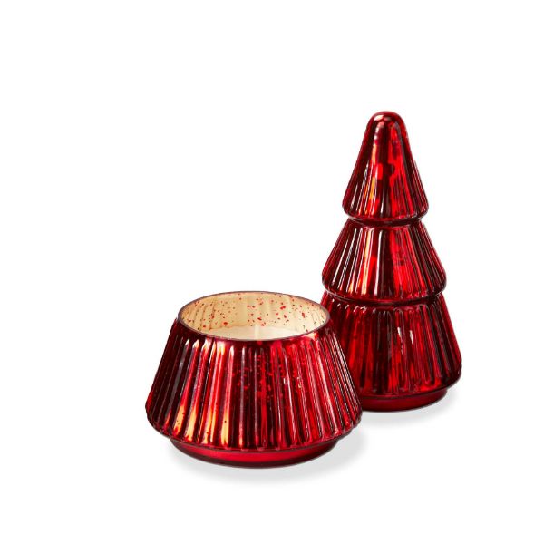 Picture of portobello glass tree candle large - red
