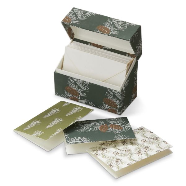 Picture of wilde pine note cards with box - green multi