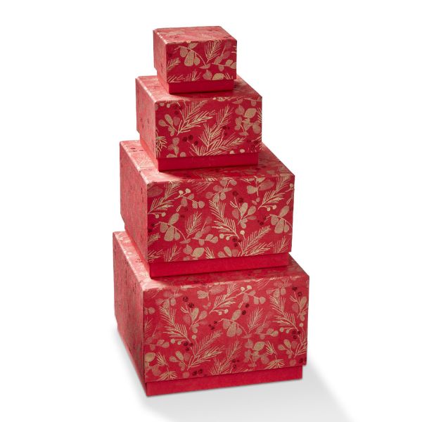 Picture of sprig keepsake box set of 4 - red multi