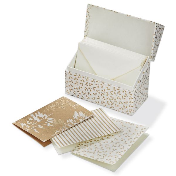 Picture of winter wonderland note cards with box - gold