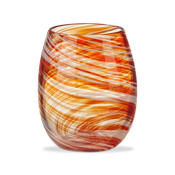 Picture of swirl stemless wine glass - orange