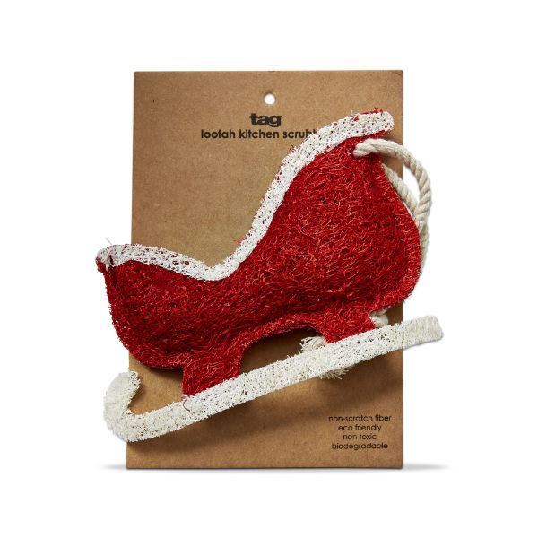 Picture of santa sleigh loofah scrubber - red multi
