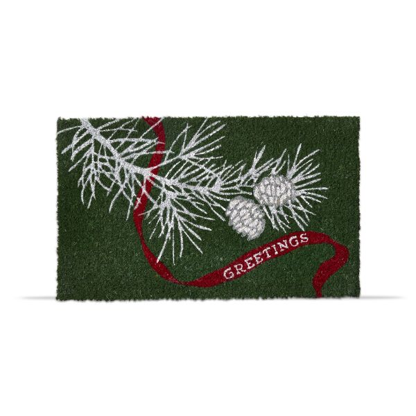 Picture of holiday greetings coir mat - green multi