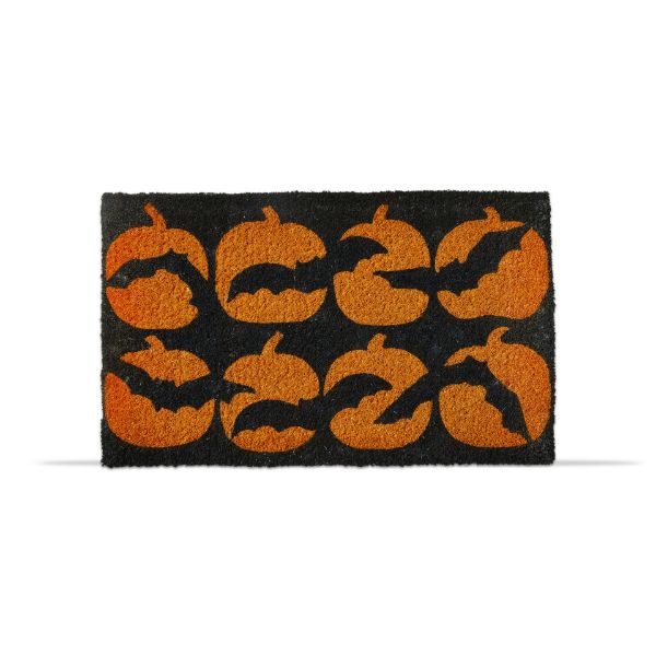 Picture of bats and pumpkins coir mat - orange multi