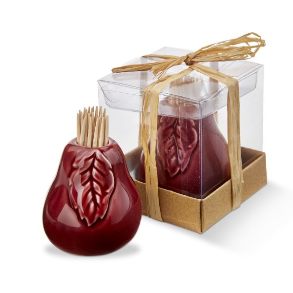 Picture of pear toothpick holder set - plum