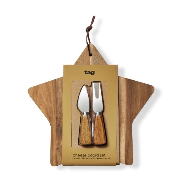 Picture of star board & cheese utensil set - natural