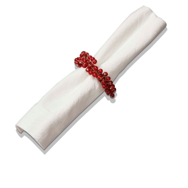 Picture of arc beaded napkin ring - red
