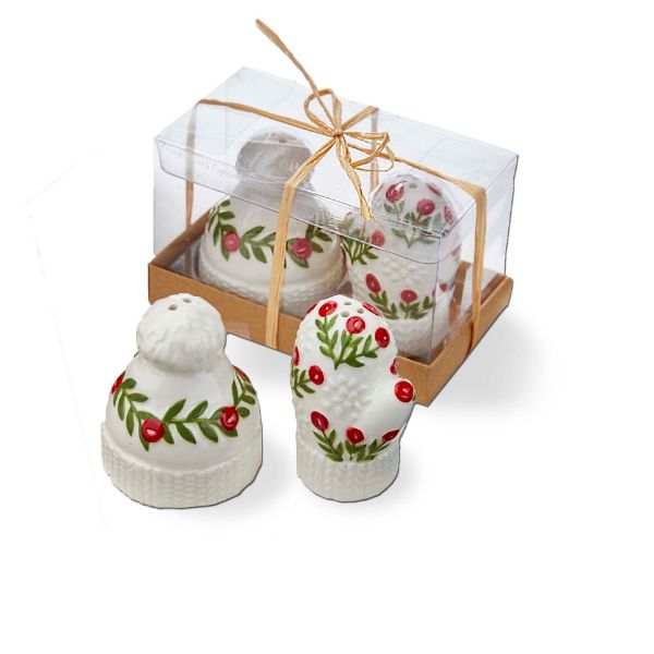 Picture of holiday hat & mitten salt & pepper set of 2 - multi