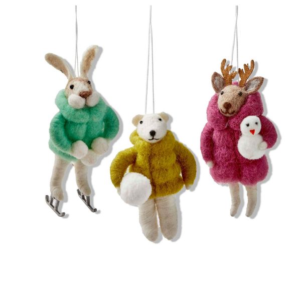 Picture of snow day critter ornament assortment of 3 - multi