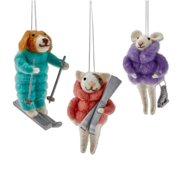 Picture of winter sports critter ornament assortment of 3 - multi