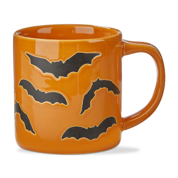 Picture of halloween black bats mug - orange multi