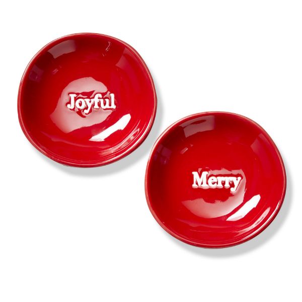 Picture of joyful & merry dip bowl assortment of 2 - red