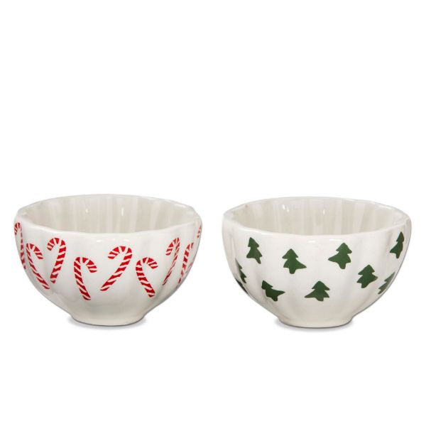 Picture of tree & candy cane dip bowl assortment of 2 - multi