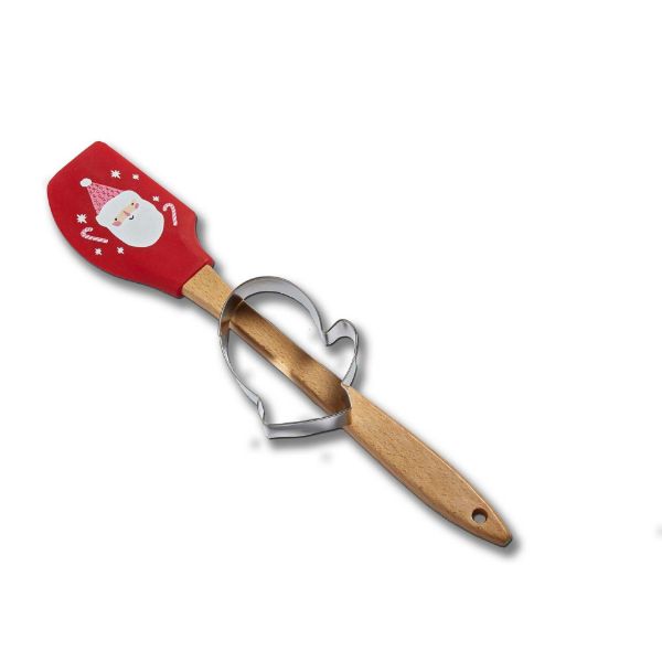 Picture of santa cookie cutter spatula set of 2 - red multi